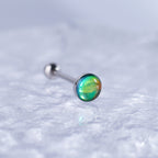 Vibrant Dreamy Oil Resin Stainless Steel Tongue Stud - Vibrant Dreamy Oil Resin Stainless Steel Tongue Stud - Snake Green / 10 mm by CRUXJEWELRY