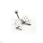 Butterfly Crystal Stainless Steel Belly Ring - Butterfly Crystal Stainless Steel Belly Ring - White by CRUXJEWELRY