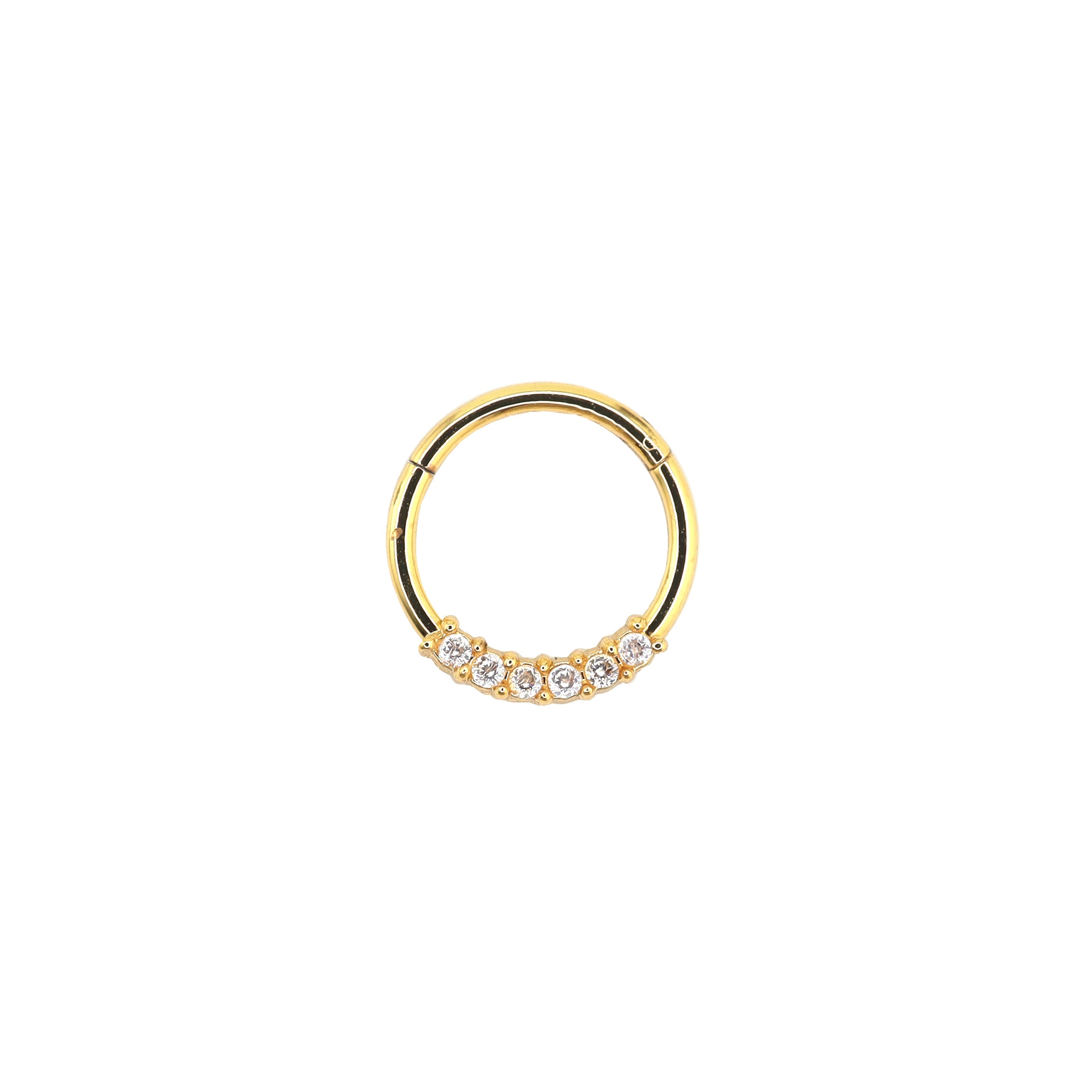 Mini CZ Stainless Steel Segment Ring - Mini CZ Stainless Steel Segment Ring - Gold by CRUXJEWELRY