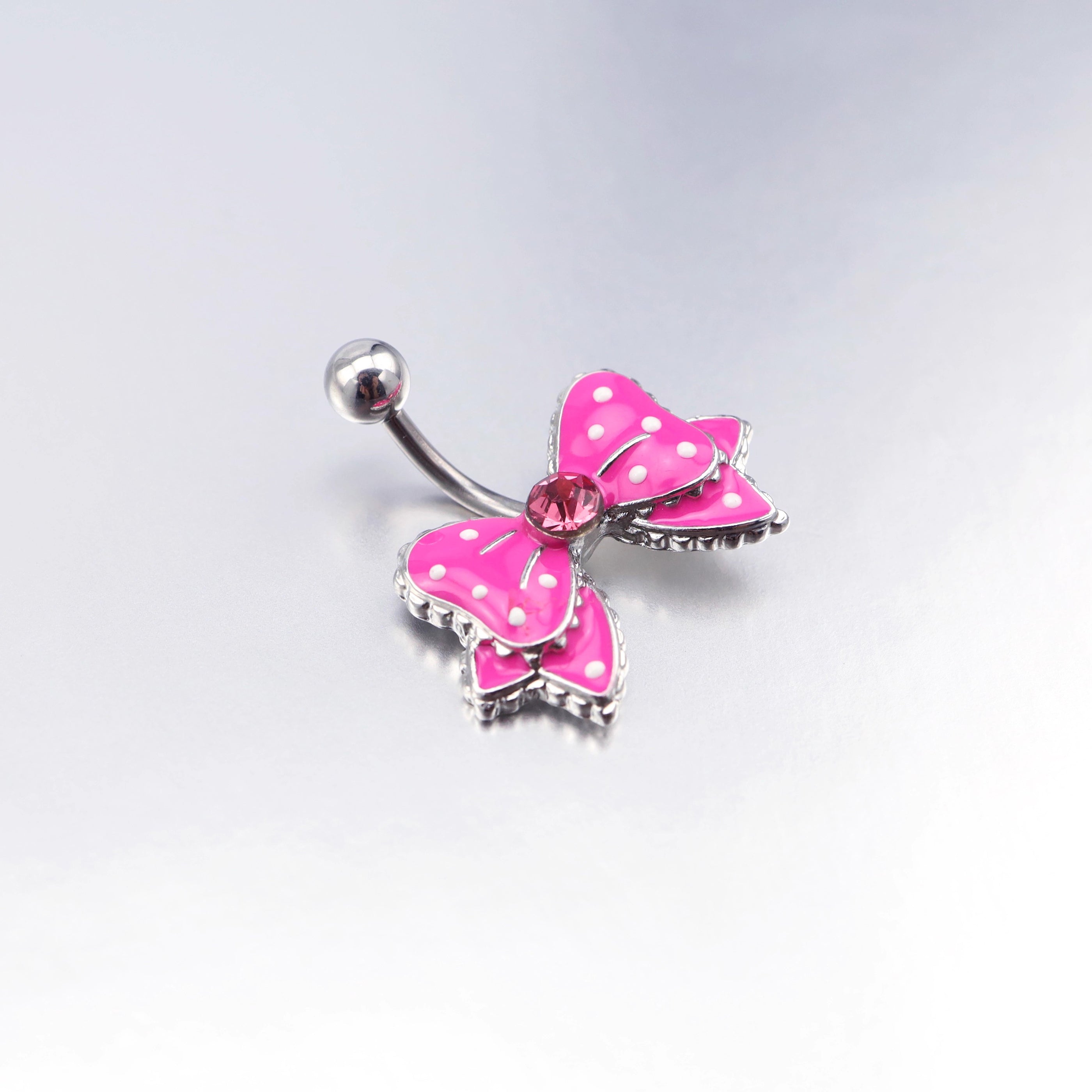 Butterfly Crystal Stainless Steel Belly Ring - Butterfly Crystal Stainless Steel Belly Ring - Neon Pink by CRUXJEWELRY