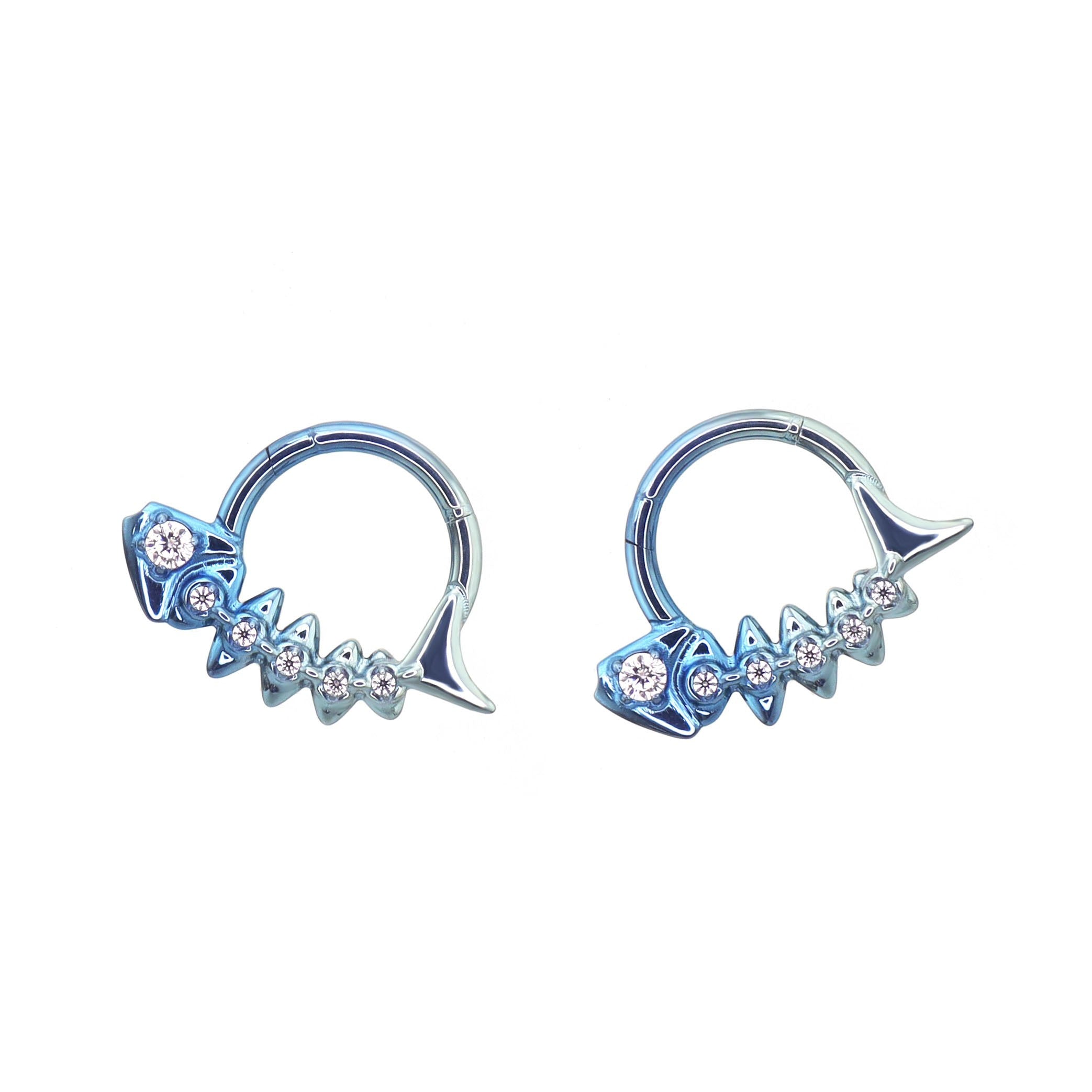 Fishbone CZ Titanium Segment Septum Hoop - Fishbone CZ Titanium Segment Septum Hoop - 8mm by CRUXJEWELRY