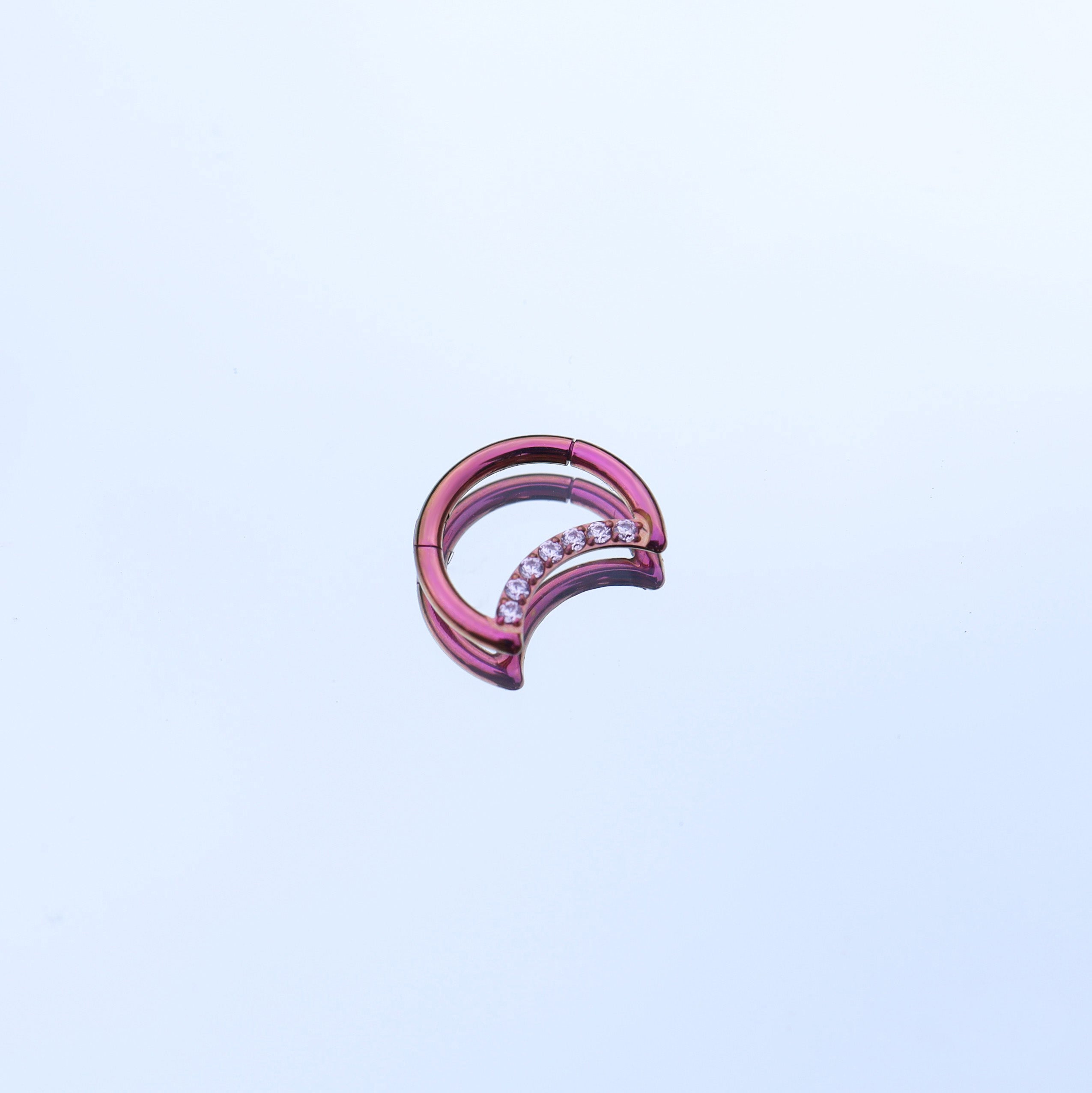 16G Moon CZ Titanium Segment Hoop - 16G Moon CZ Titanium Segment Hoop - Pink / 8mm by CRUXJEWELRY