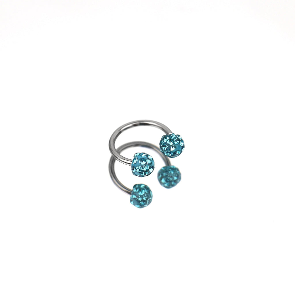 Colorful Full CZ Ball Horseshoe Ring - Colorful Full CZ Ball Horseshoe Ring - Light Blue / 8mm by CRUXJEWELRY