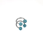 Colorful Full CZ Ball Horseshoe Ring - Colorful Full CZ Ball Horseshoe Ring - Light Blue / 8mm by CRUXJEWELRY