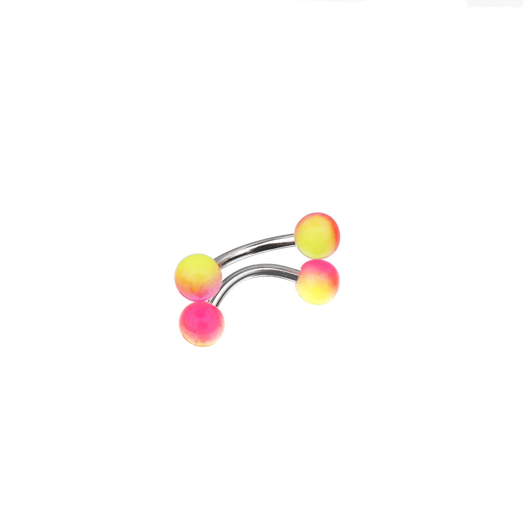 Acrylic Color Block Ball Brow Studs - Acrylic Color Block Ball Brow Studs - Pink-Yellow Gradient / 6mm by CRUXJEWELRY