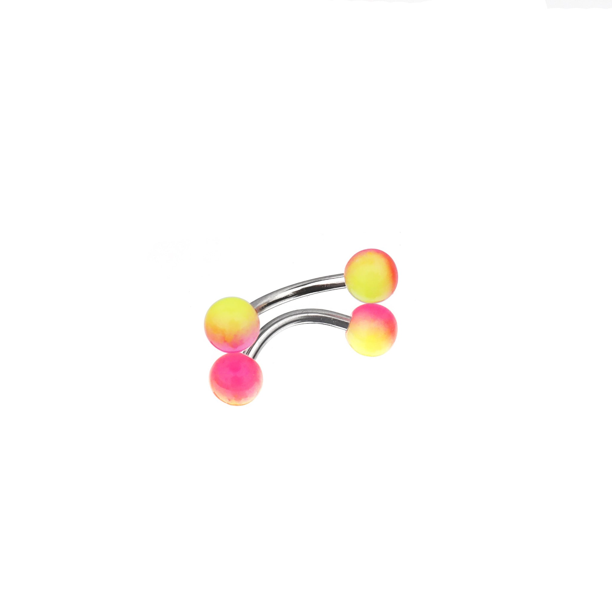 Acrylic Color Block Ball Brow Studs - Acrylic Color Block Ball Brow Studs - Pink-Yellow Gradient / 6mm by CRUXJEWELRY