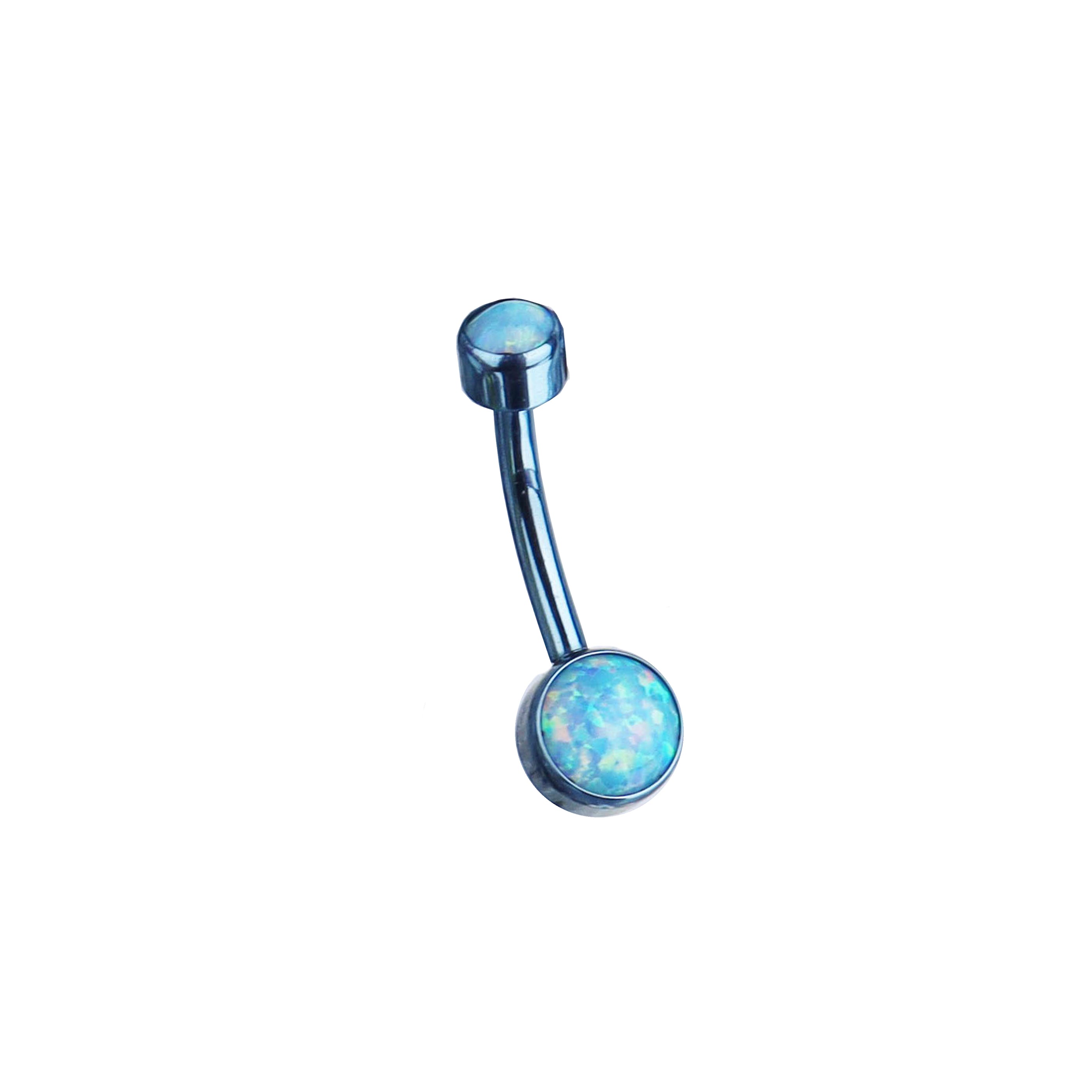 Opal internally threaded Titanium Belly Ring - Opal internally threaded Titanium Belly Ring - Sky Blue by CRUXJEWELRY