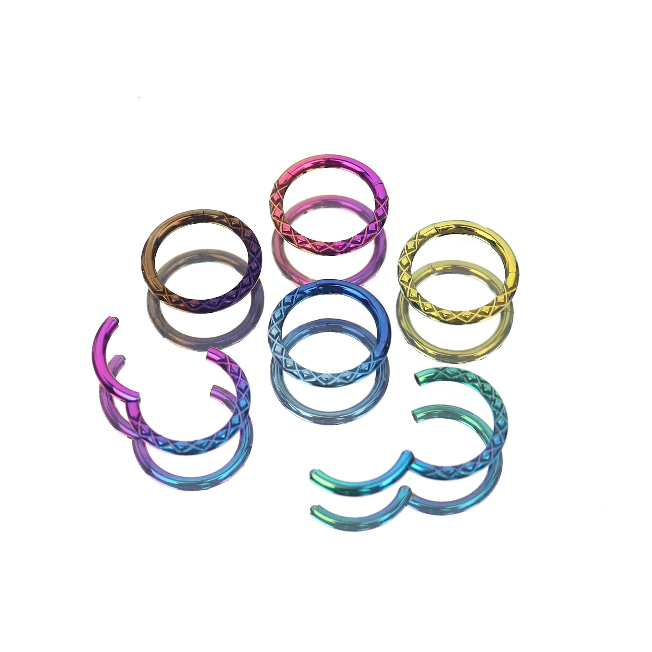 16G Snake Texture Titanium Segment Hoop - 16G Snake Texture Titanium Segment Hoop - Blue-White Gradient by CRUXJEWELRY