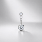 Sterling Titanium Vintage Navel Ring with Four-Zirconia