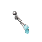 14G Titanium CZ Internally Threaded Barbell - 14G Titanium CZ Internally Threaded Barbell - Blue Jade / 4mm by CRUXJEWELRY