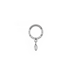 16G CZ Pendant Titanium Clicker - 16G CZ Pendant Titanium Clicker - White by CRUXJEWELRY