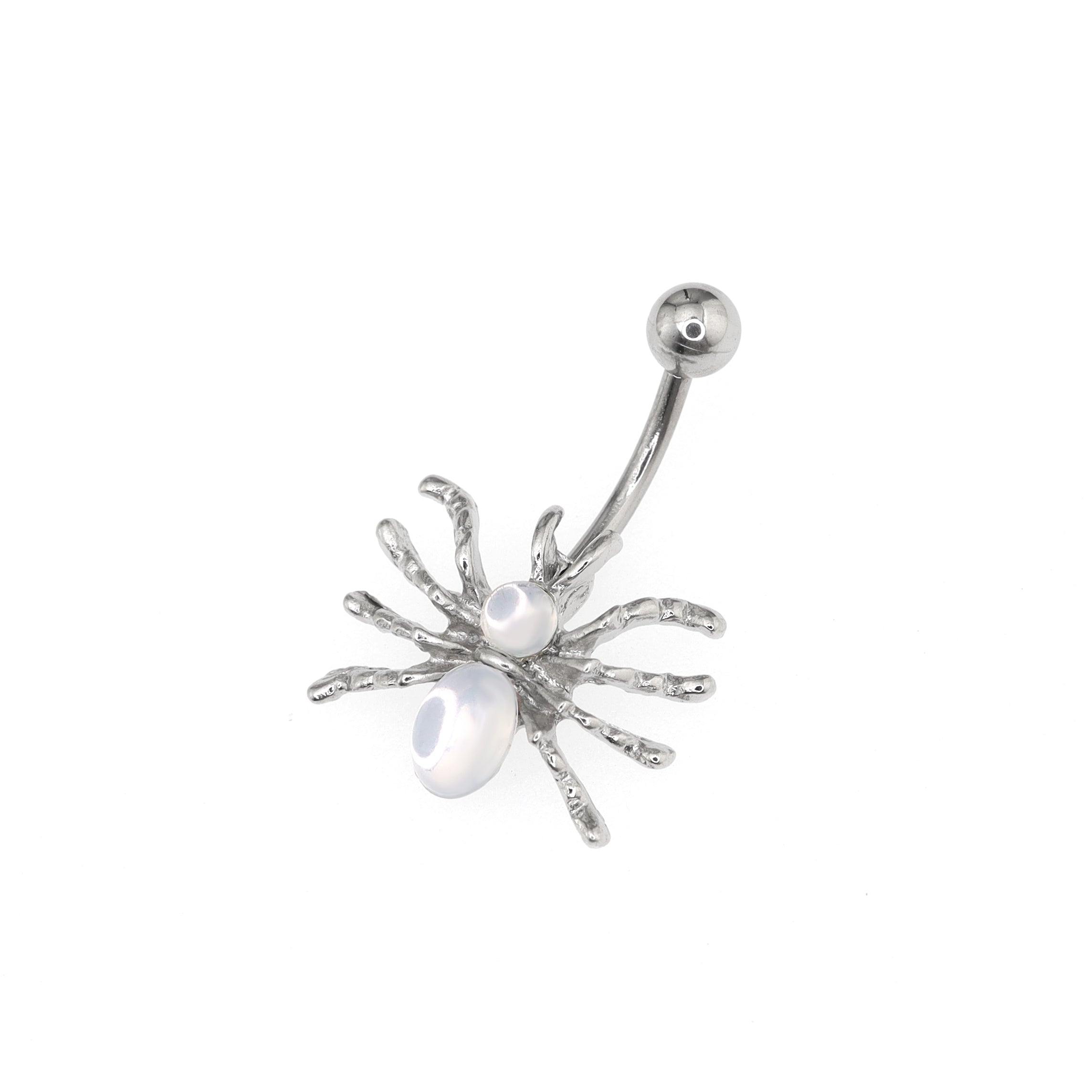 Spider CZ stainless steel Belly Ring - Spider CZ stainless steel Belly Ring - Radiant White by CRUXJEWELRY