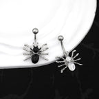 Spider CZ stainless steel Belly Ring - Spider CZ stainless steel Belly Ring - Radiant White by CRUXJEWELRY