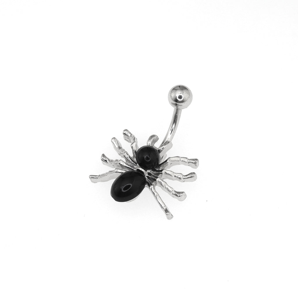 Spider CZ stainless steel Belly Ring - Spider CZ stainless steel Belly Ring - Black by CRUXJEWELRY