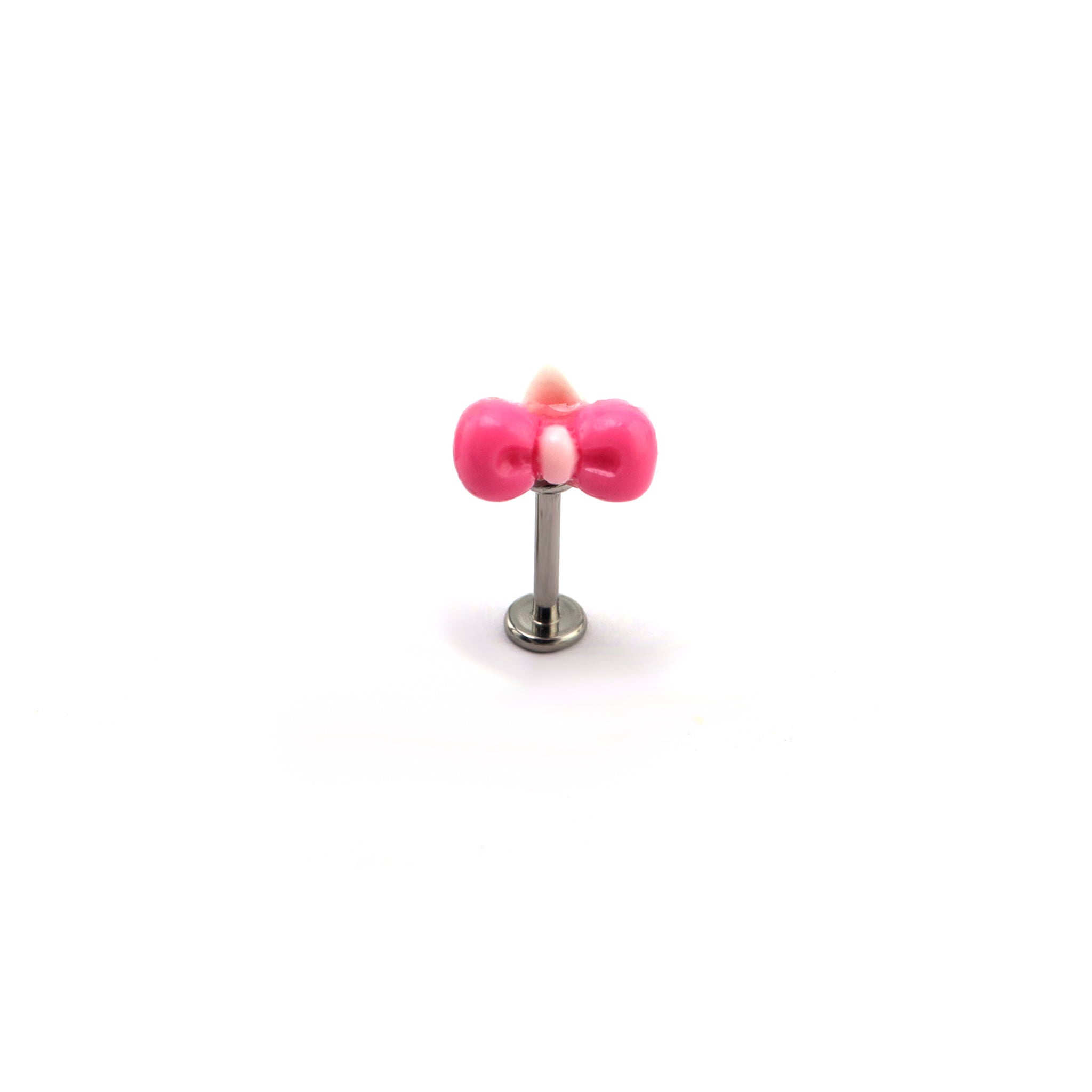 Paws & Purrs - Kawaii Titanium Alloy Pink Resin Hello Kitty Ear Stud - Paws & Purrs - Kawaii Titanium Alloy Pink Resin Hello Kitty Ear Stud - Bowkont / 6mm by CRUXJEWELRY