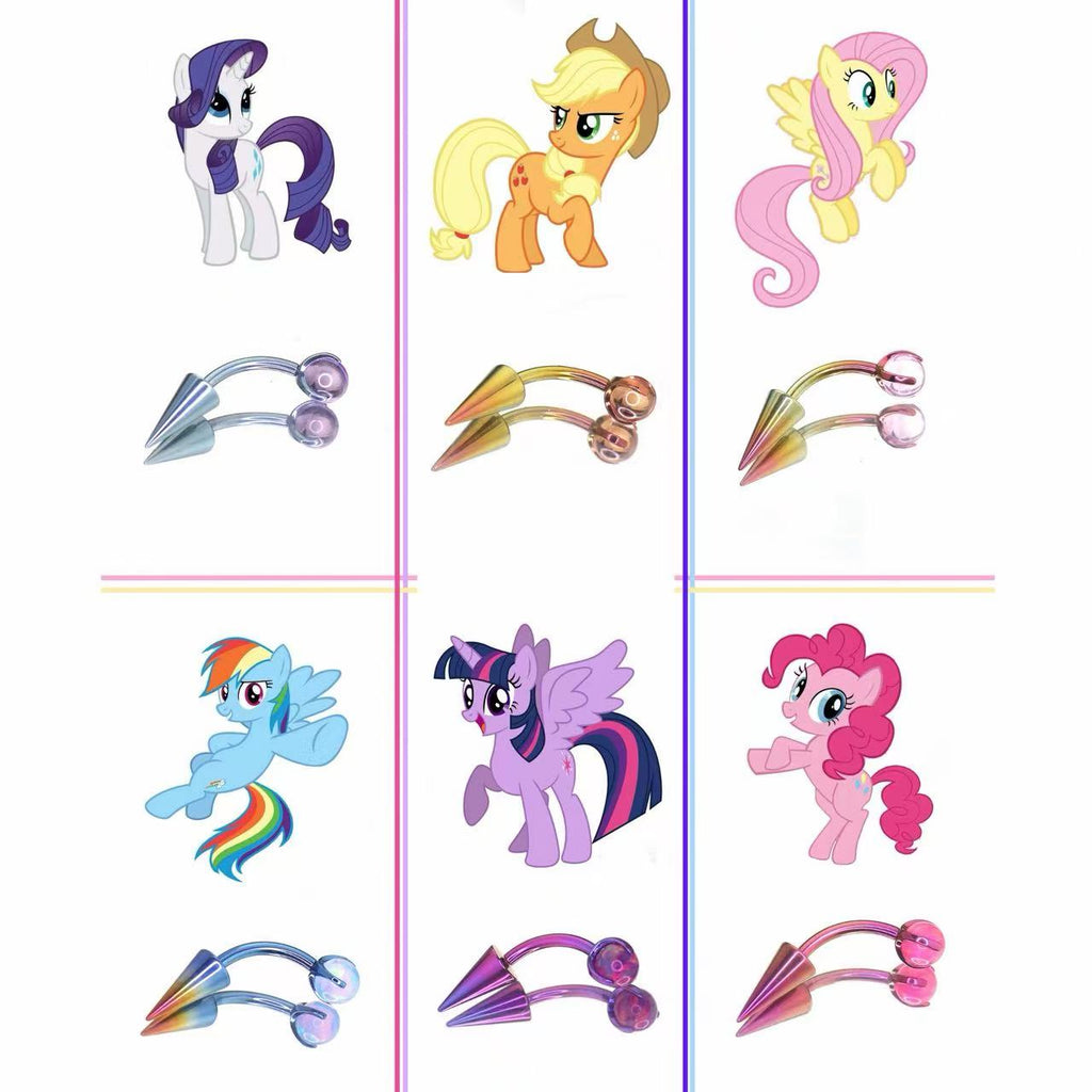 MLP Titanium Inner Thread Zirconia Stud - Eyebrow & Rook & Ear - MLP Titanium Inner Thread Zirconia Stud - Eyebrow & Rook & Ear - Rarity / 6mm by CRUXJEWELRY