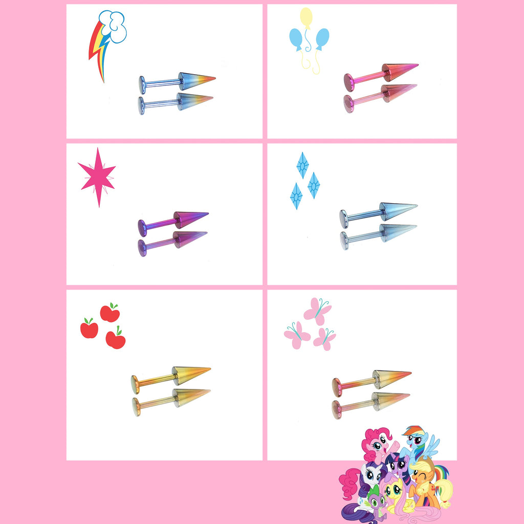 MLP Titanium Zirconia Devil Spike Stud - Ear & Lip - MLP Titanium Zirconia Devil Spike Stud - Ear & Lip - Rainbow Dash / 5mm by CRUXJEWELRY