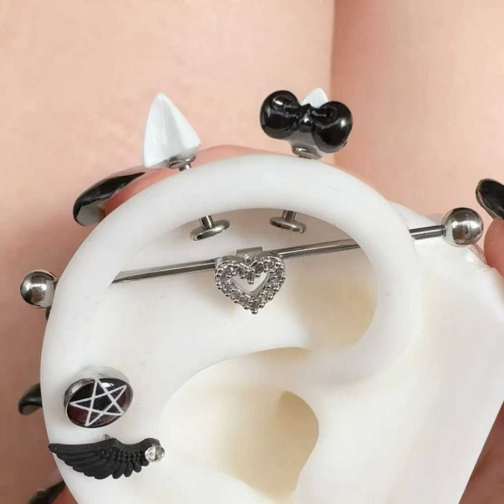 Paws & Purrs - Villain Hello Kitty Ear Stud - Paws & Purrs - Villain Hello Kitty Ear Stud - Bowkont / 6mm by CRUXJEWELRY