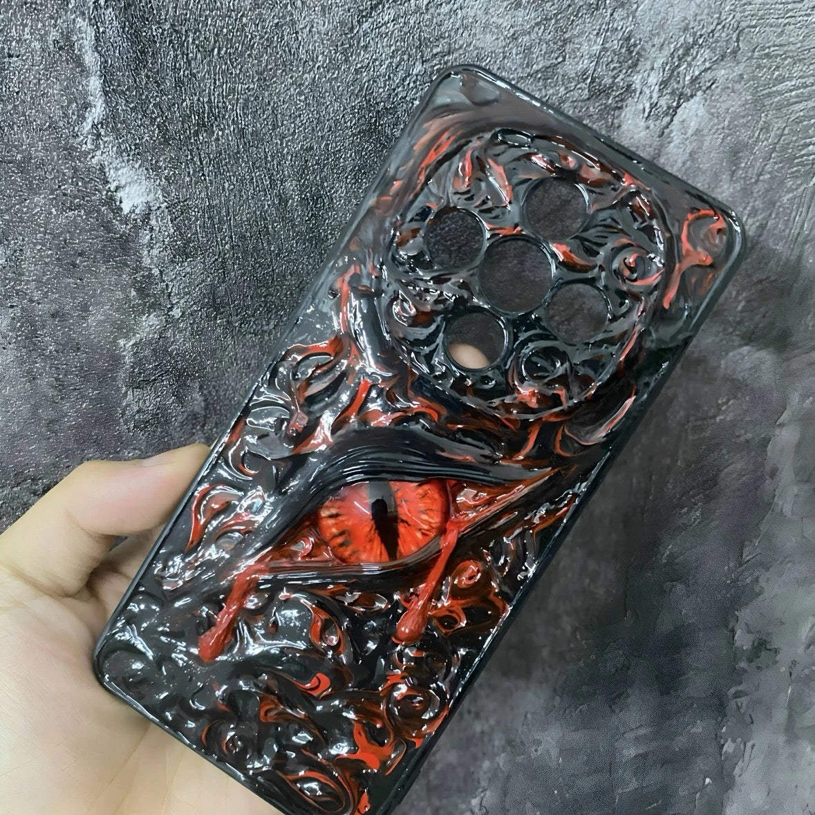 "Blood Tears" Handmade 3D Phone Case | Gothic Horror Weeping Eye Art | Custom Texture Cover