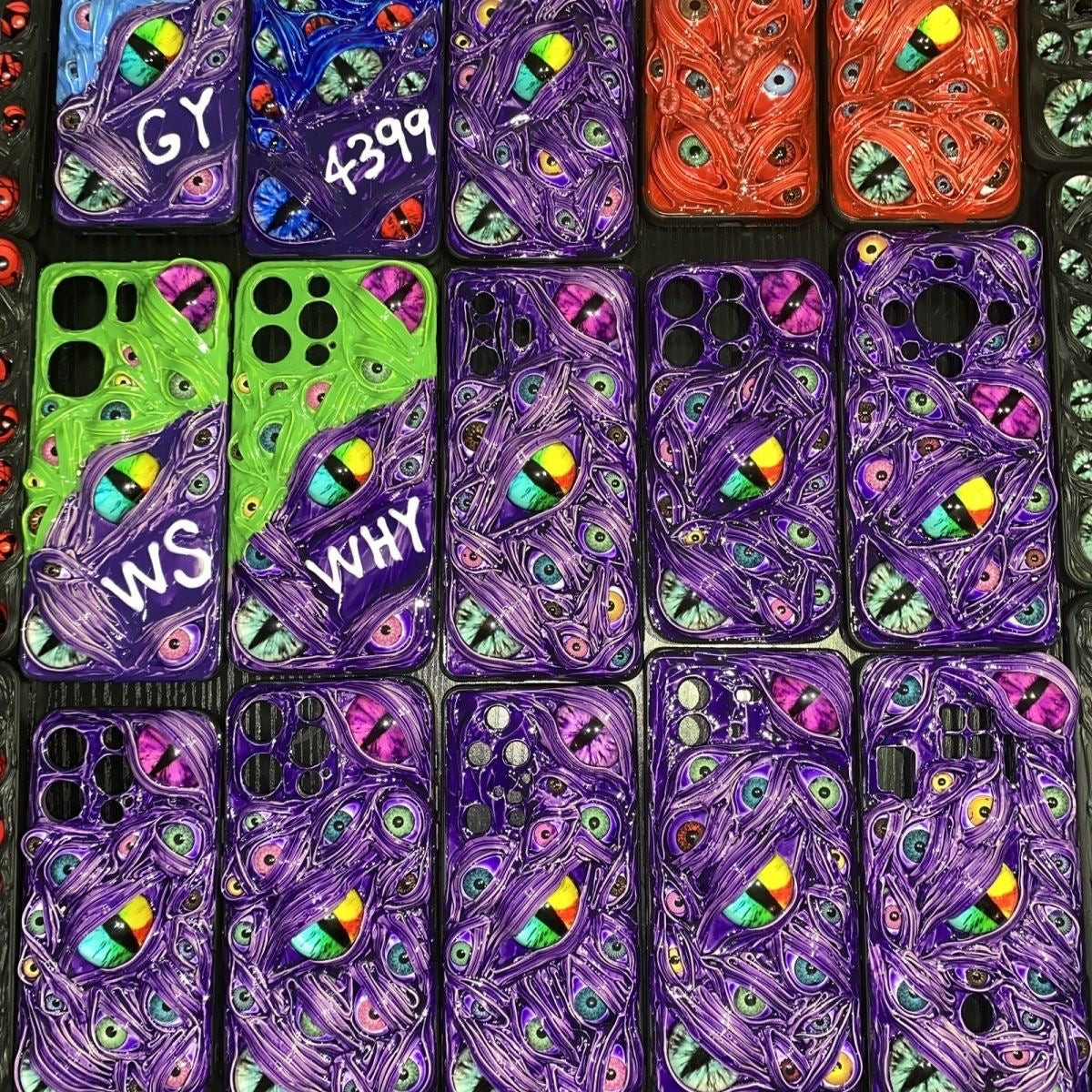 "Graffiti Beast" Custom Name 3D Phone Case | Personalized Hand-Painted Text & Monster Eyes