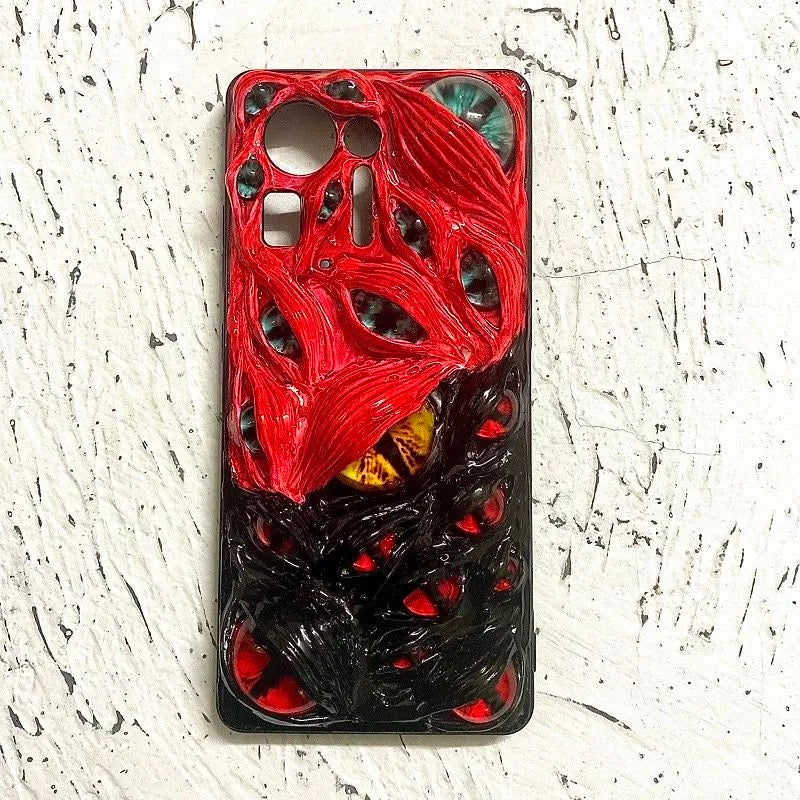 "Prismatic Void" 3D Slime Phone Case | Holographic Dragon Eye & Wet Texture Art