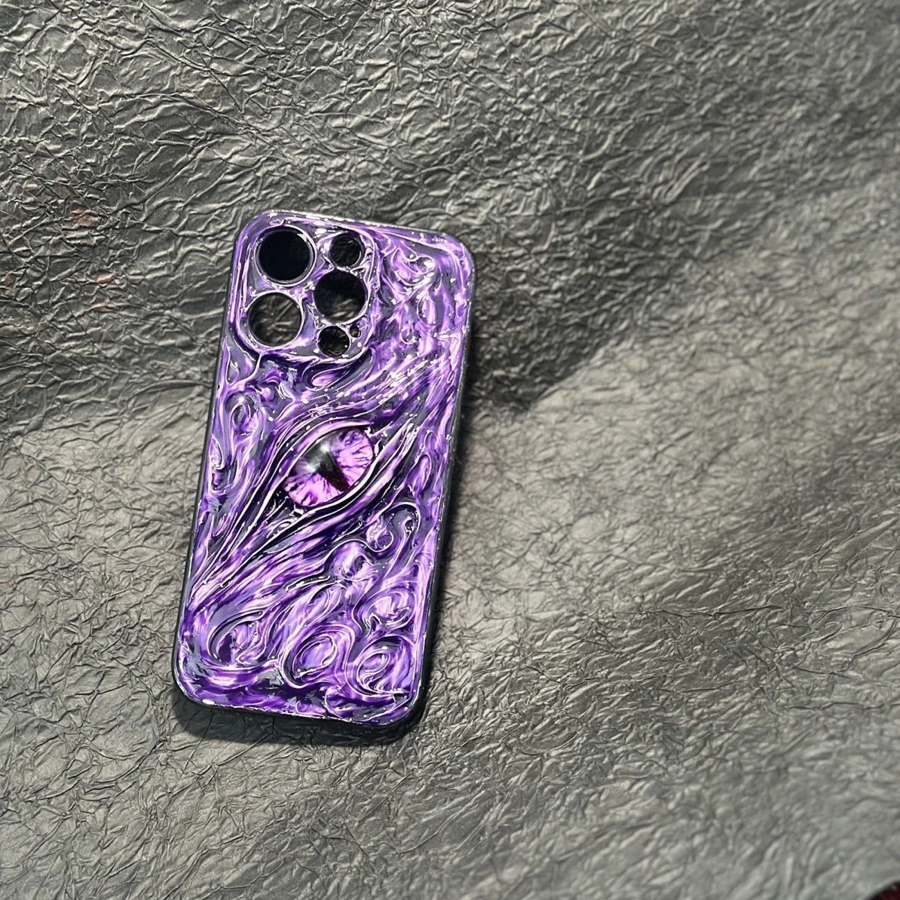 "Elemental Guardians" 3D Dragon Eye Phone Case | Hand-Painted Swirl Texture (Ice, Fire, Void)