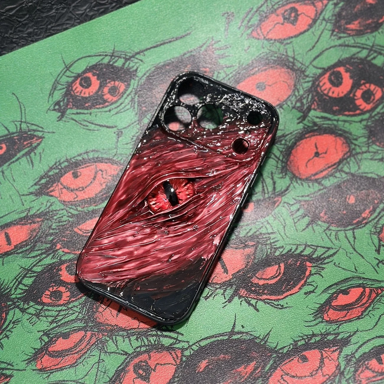"Elemental Guardians" 3D Dragon Eye Phone Case | Hand-Painted Swirl Texture (Ice, Fire, Void)