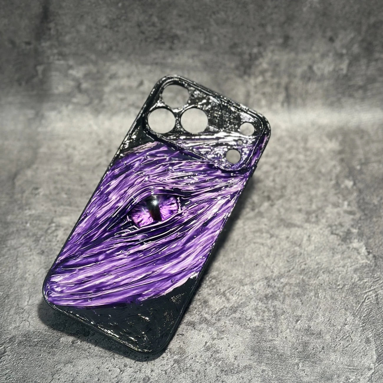 "Elemental Guardians" 3D Dragon Eye Phone Case | Hand-Painted Swirl Texture (Ice, Fire, Void)