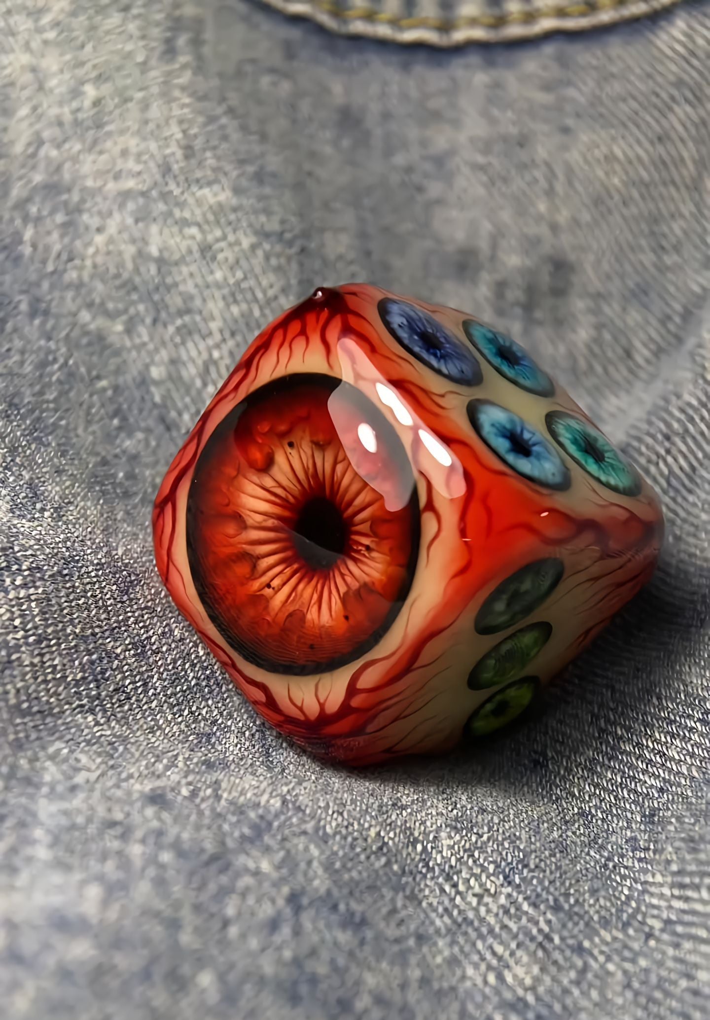 Handmade "Eye of Cthulhu" D6 Dice – Realistic Monster Eye Resin Die