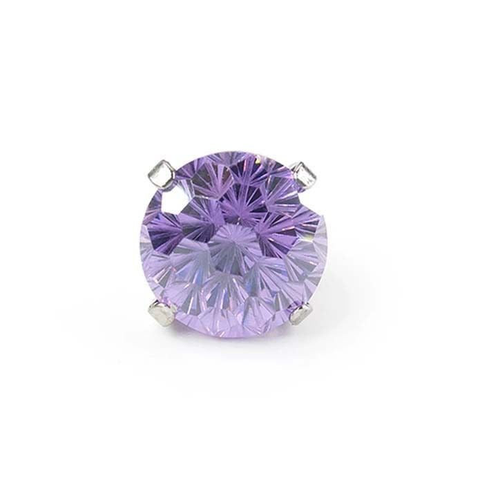 Clous d'oreilles en titane à filetage interne et zircon cubique violet taillé en forme de feu d'artifice 