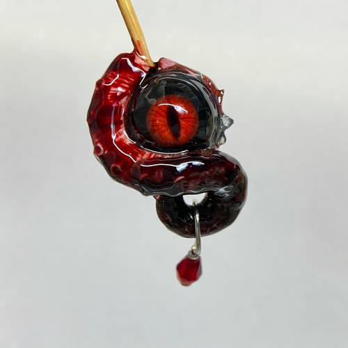 Cthulhu Eye – Vertical Pupil Octopus Tentacle Earrings in Deep Red - Crux Jewelry product image 2