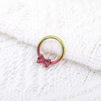 16G Bow Titanium Segment Hoop - 16G Bow Titanium Segment Hoop - Pink-Yellow Gradient by CRUXJEWELRY