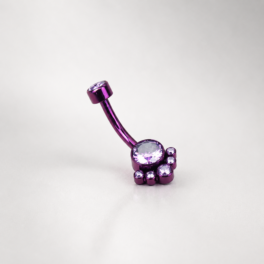 Rainbow CZ Cat Paw Titanium Navel Ring
