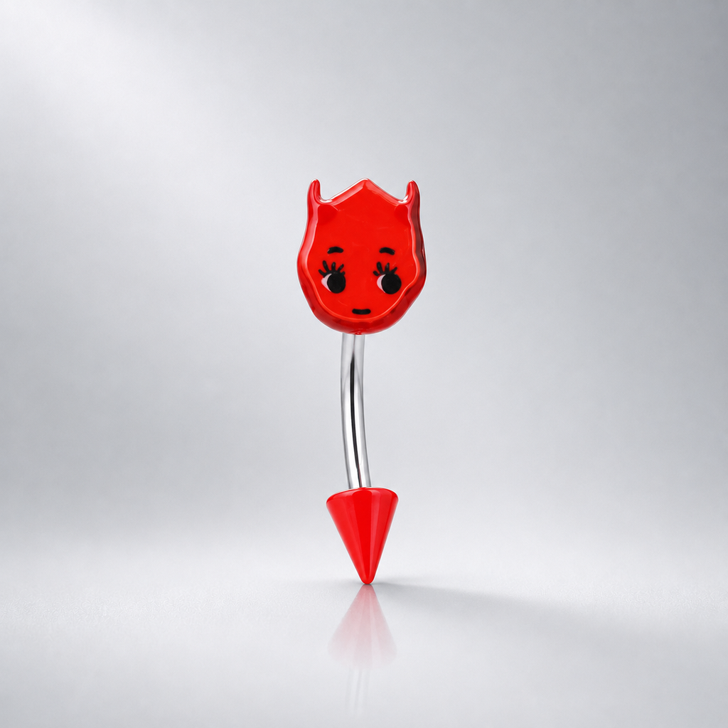 Crux - Red Little Demon Stainless Steel Rook Stud