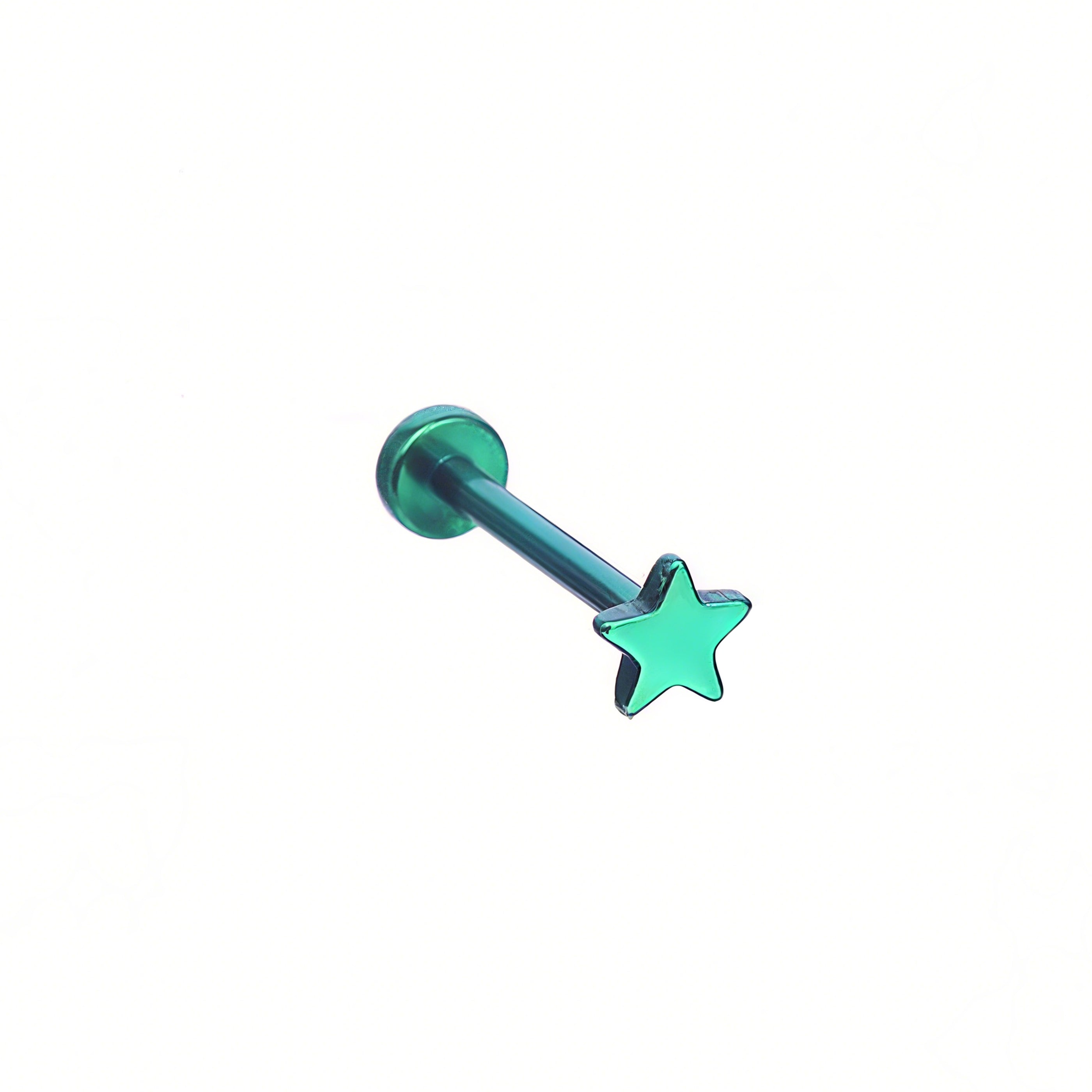Multicolored Mini Star Titanium Threadless Pin - Multicolored Mini Star Titanium Threadless Pin - Green / 6 mm by CRUXJEWELRY