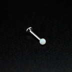 3mm Opal Internal Thread Stainless Steel Labret Stud - 3mm Opal Internal Thread Stainless Steel Labret Stud - White / 6mm by CRUXJEWELRY