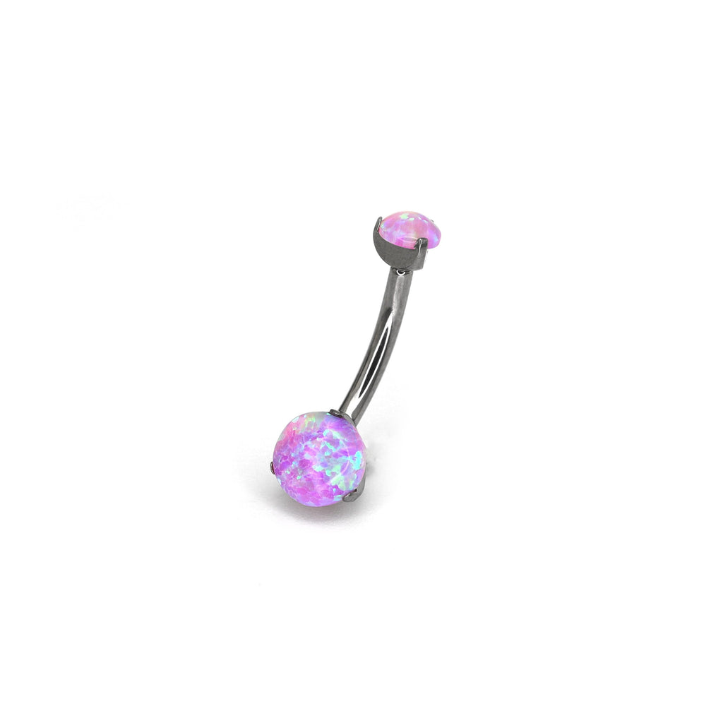 Double Round Opal Titanium Belly Ring - Double Round Opal Titanium Belly Ring - Cherry Blossom by CRUXJEWELRY