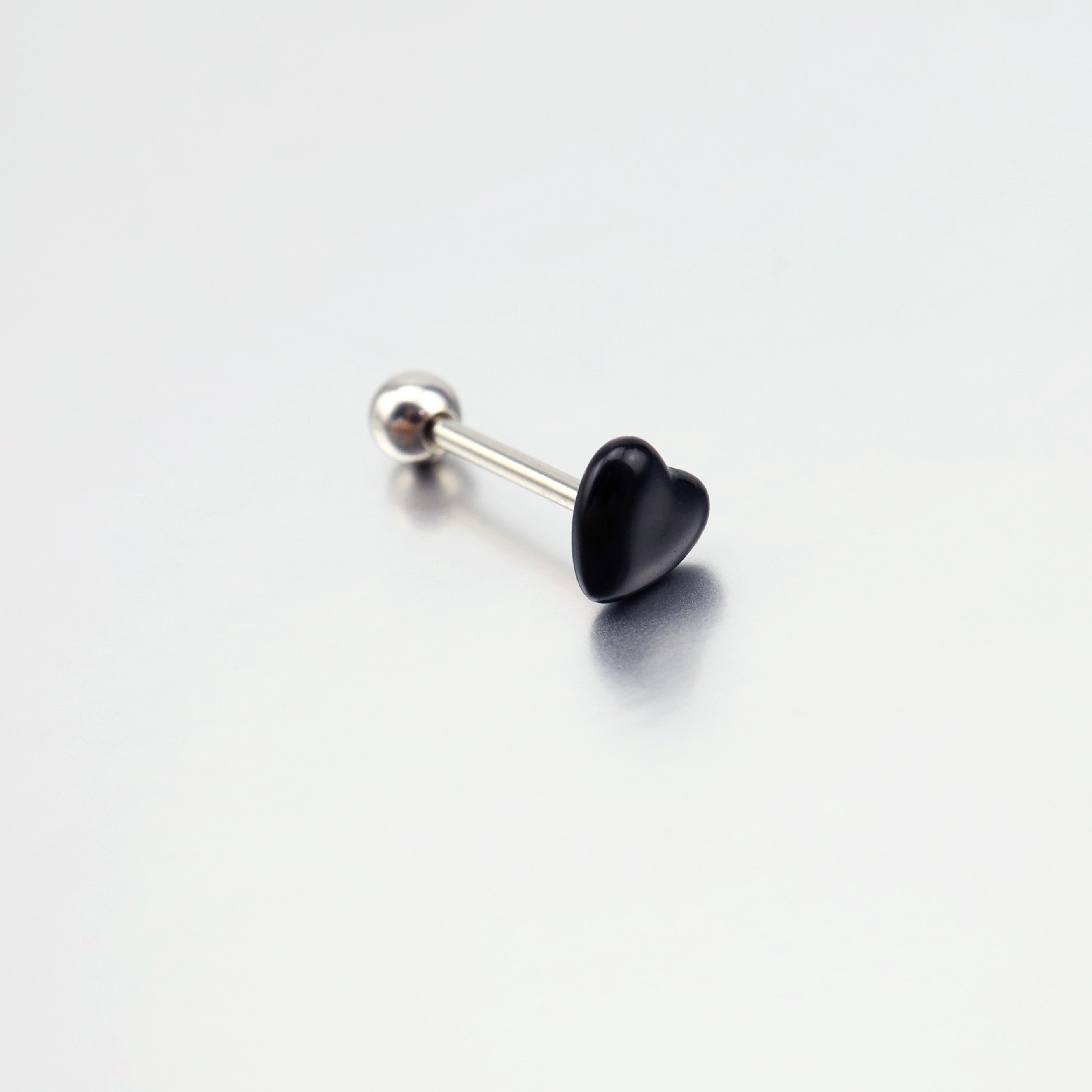 Heart-shaped Acrylic Tongue Stud - Heart-shaped Acrylic Tongue Stud - Black / 12mm by CRUXJEWELRY