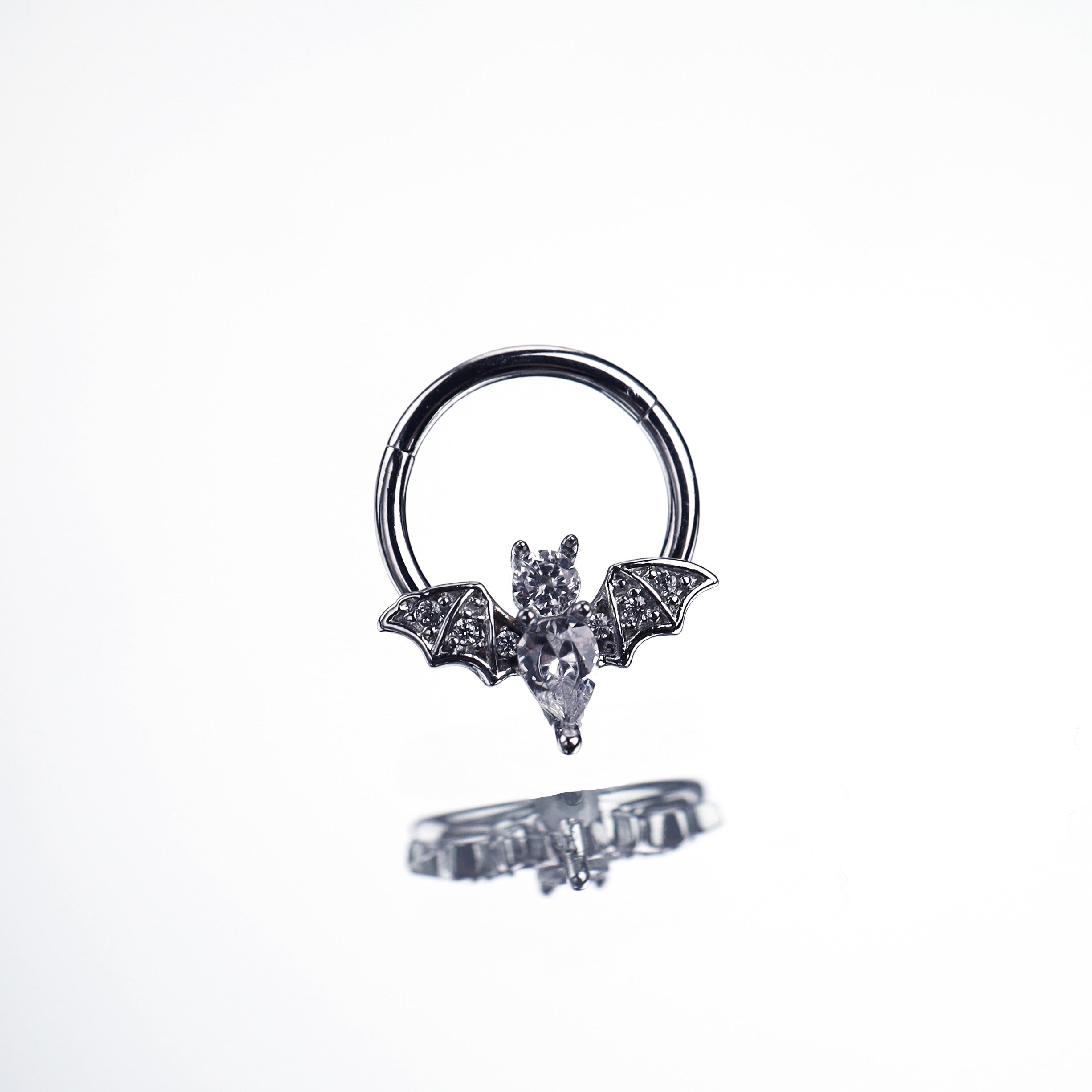 Bat CZ Stainless Steel Clicker Nose Ring - Bat CZ Stainless Steel Clicker Nose Ring - Default Title by CRUXJEWELRY