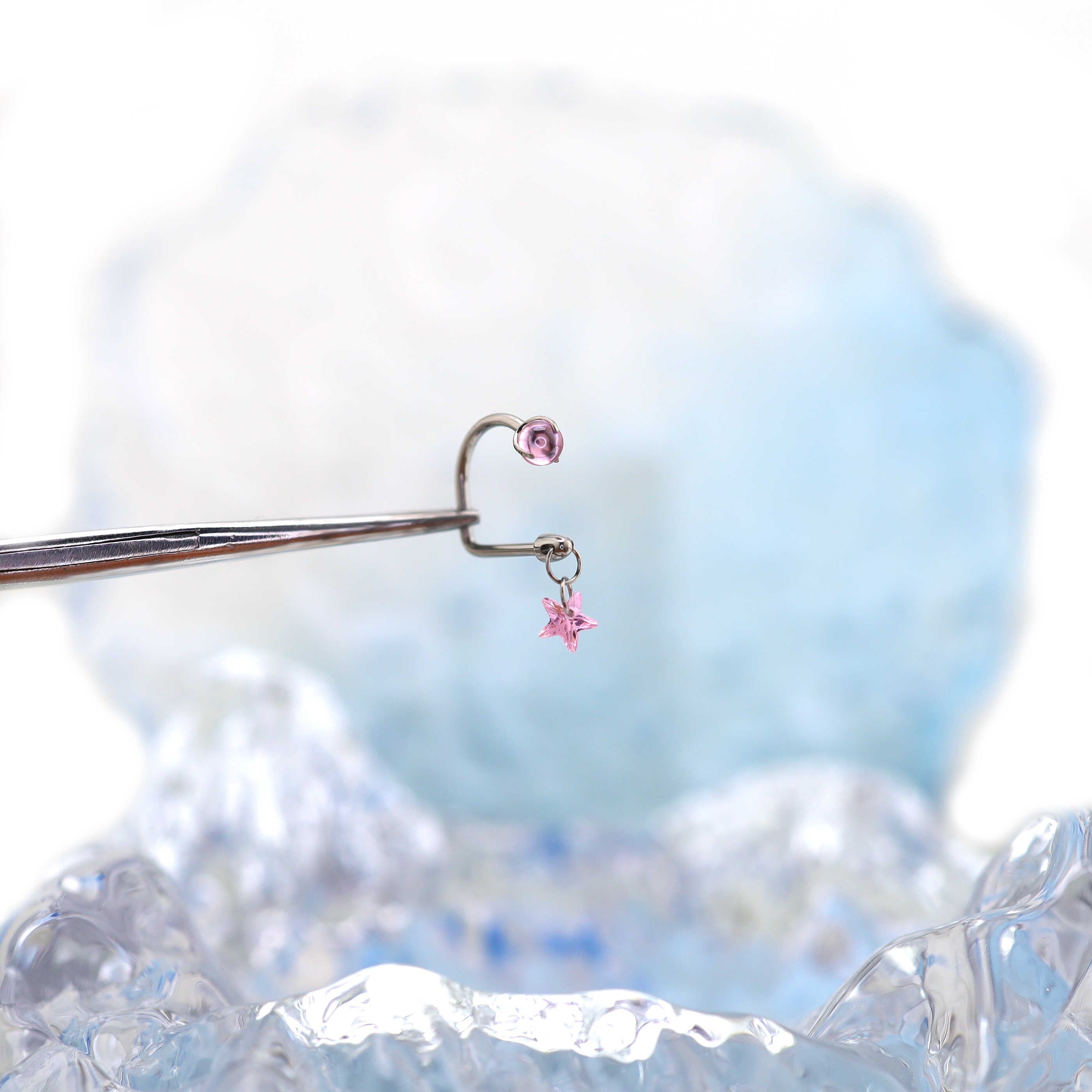 Star CZ Titanium U-Ring - Star CZ Titanium U-Ring - Pink / 8mm by CRUXJEWELRY