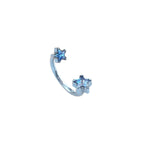 Double Pentagram CZ Titanium Horseshoe Ring - blue