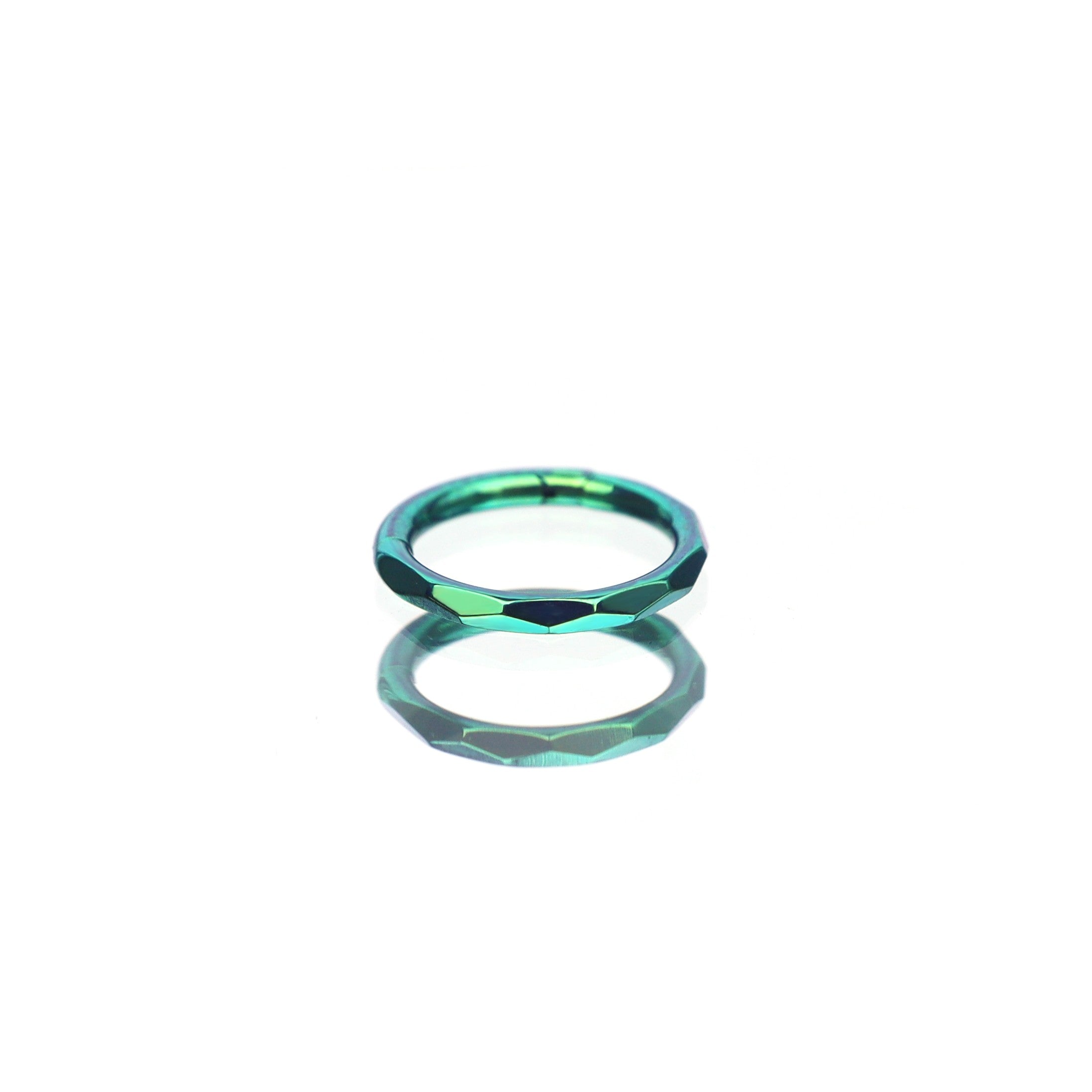 Engraved Wavy Titanium Segment Hoop - Engraved Wavy Titanium Segment Hoop - Green by CRUXJEWELRY