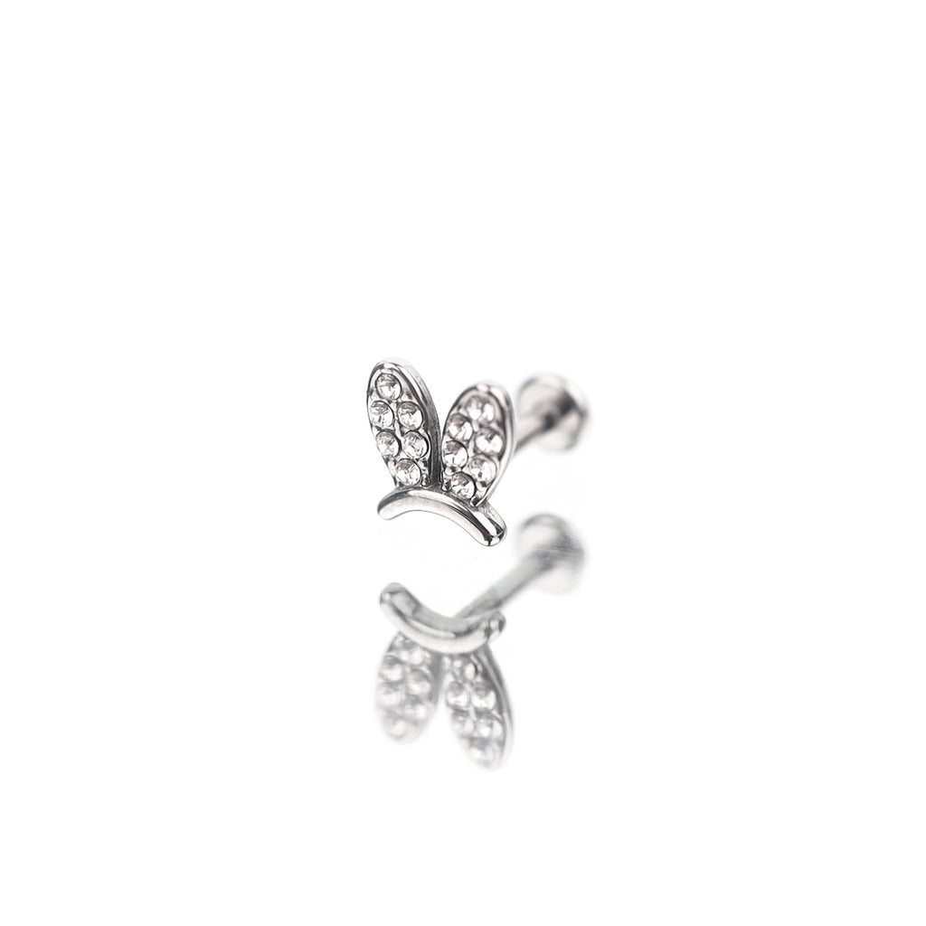 Bunny Ear CZ Stainless Steel Ear Studs - Bunny Ear CZ Stainless Steel Ear Studs - 6mm by CRUXJEWELRY