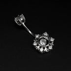 Snowflake CZ S925 Sterling Silver Belly Ring - Snowflake CZ S925 Sterling Silver Belly Ring - 6 mm by CRUXJEWELRY