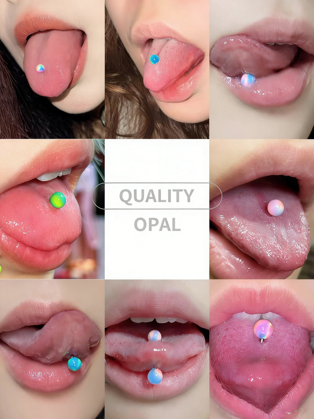 Aurora Iridescent Double 5mm Opal Tongue Ring | F136 Titanium Internally Threaded Nebula