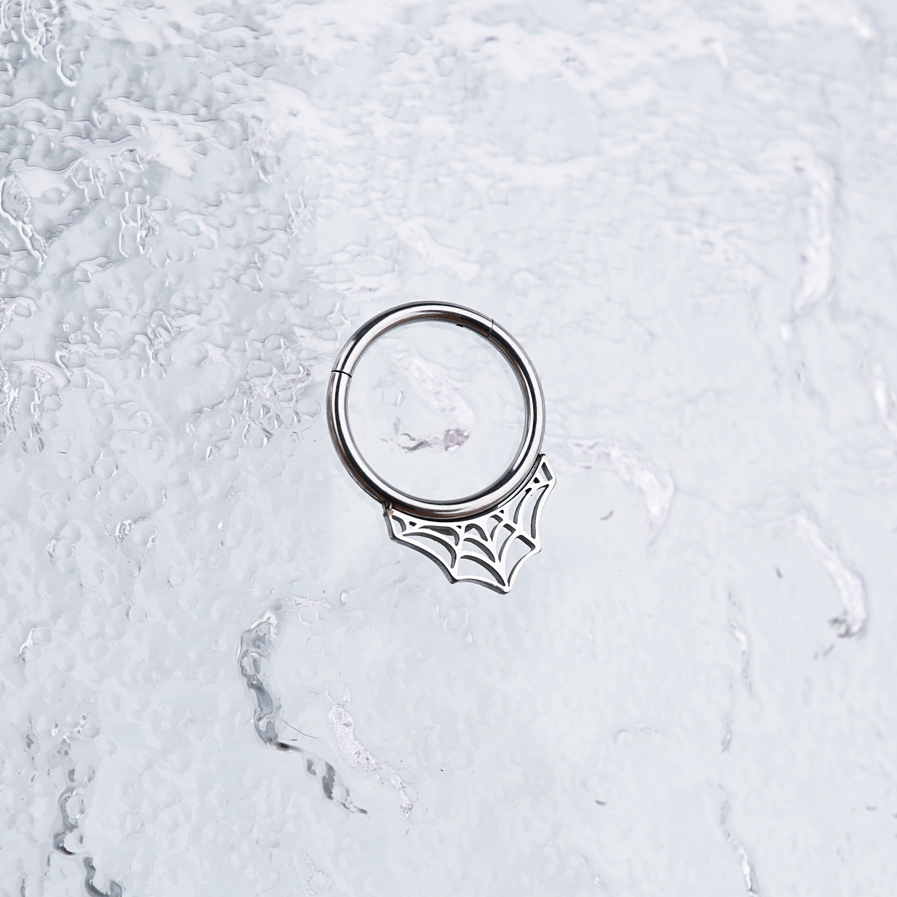 16G Cobweb Septum Stainless Steel Ring - 16G Cobweb Septum Stainless Steel Ring - 8 mm by CRUXJEWELRY