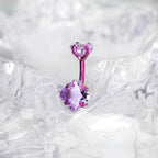 High-Shine Square CZ Titanium Navel Ring - High-Shine Square CZ Titanium Navel Ring - Violet Purple by CRUXJEWELRY