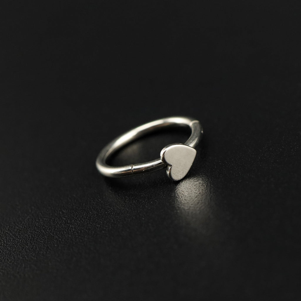 Basic Heart Sterling Silver Stainless Steel Segment Hoop - Basic Heart Sterling Silver Stainless Steel Segment Hoop - 6mm by CRUXJEWELRY