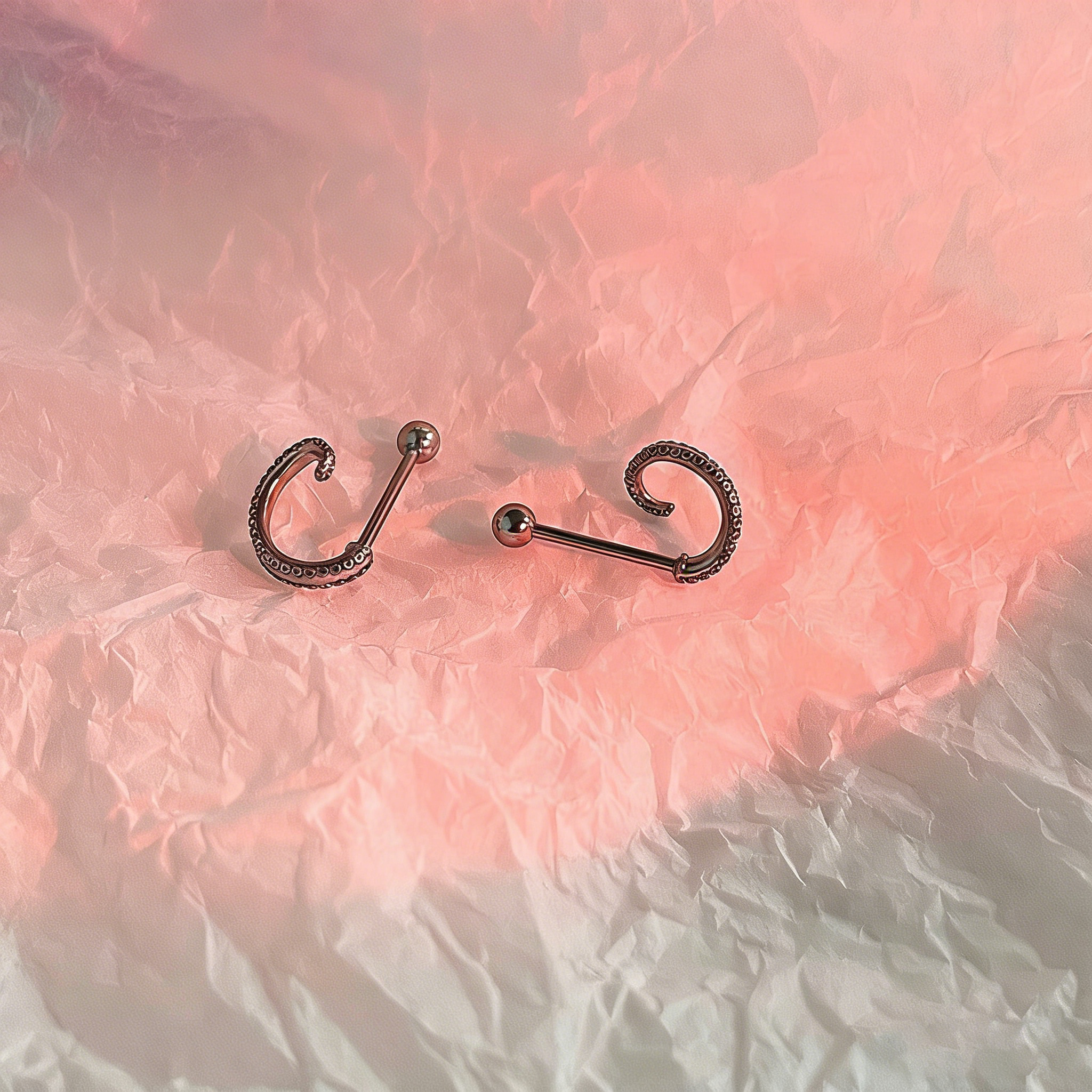 3D Octopus Tentacle Tongue Ring - Surgical Steel Cthulhu Studs