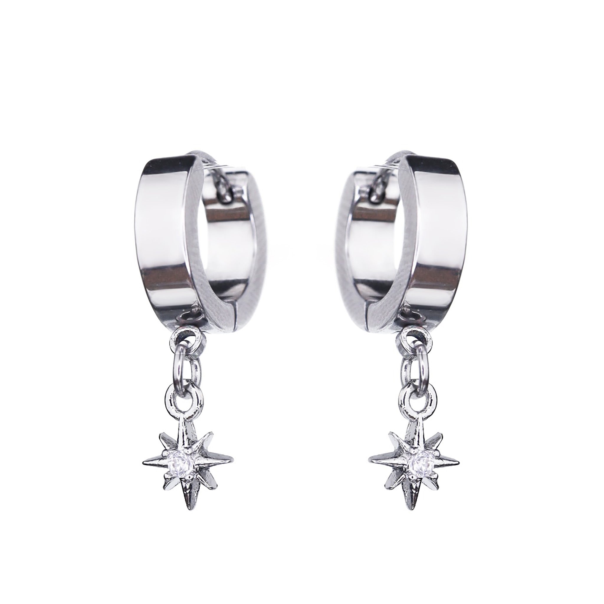 Octagram CZ Stainless Steel Earring - Octagram CZ Stainless Steel Earring - Set by CRUXJEWELRY